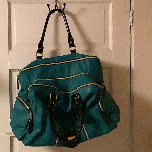 Big Buddha large teal duffle, weekender bag. Excellent condition. Vegan leather. - Picture 6 of 9